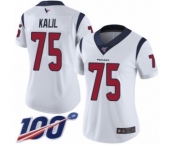 Women's Houston Texans #75 Matt Kalil White Vapor Untouchable Limited Player 100th Season Football Jersey