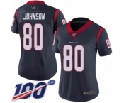 Women's Houston Texans #80 Andre Johnson Navy Blue Team Color Vapor Untouchable Limited Player 100th Season Football Jersey