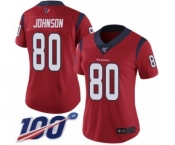 Women's Houston Texans #80 Andre Johnson Red Alternate Vapor Untouchable Limited Player 100th Season Football Jersey