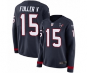 Women's Nike Houston Texans #15 Will Fuller V Limited Navy Blue Therma Long Sleeve NFL Jersey