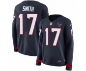 Women's Nike Houston Texans #17 Vyncint Smith Limited Navy Blue Therma Long Sleeve NFL Jersey