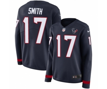 Women's Nike Houston Texans #17 Vyncint Smith Limited Navy Blue Therma Long Sleeve NFL Jersey