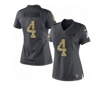 Women's Nike Houston Texans #4 Deshaun Watson Limited Black 2016 Salute to Service NFL Jersey