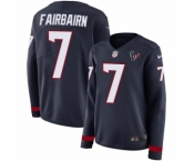 Women's Nike Houston Texans #7 Ka'imi Fairbairn Limited Navy Blue Therma Long Sleeve NFL Jersey