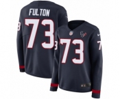 Women's Nike Houston Texans #73 Zach Fulton Limited Navy Blue Therma Long Sleeve NFL Jersey