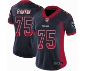 Women's Nike Houston Texans #75 Martinas Rankin Limited Navy Blue Rush Drift Fashion NFL Jersey