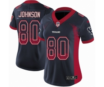 Women's Nike Houston Texans #80 Andre Johnson Limited Navy Blue Rush Drift Fashion NFL Jersey
