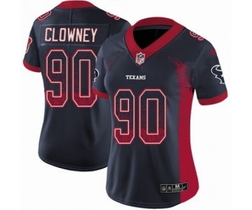 Women's Nike Houston Texans #90 Jadeveon Clowney Limited Navy Blue Rush Drift Fashion NFL Jersey