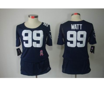 nike women nfl jerseys houston texans #99 watt blue[breast cancer awareness]