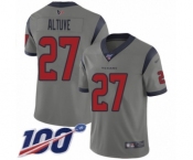 Youth Houston Texans #27 Jose Altuve Limited Gray Inverted Legend 100th Season Football Jersey