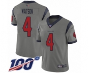 Youth Houston Texans #4 Deshaun Watson Limited Gray Inverted Legend 100th Season Football Jersey