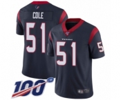 Youth Houston Texans #51 Dylan Cole Navy Blue Team Color Vapor Untouchable Limited Player 100th Season Football Jersey