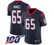 Youth Houston Texans #65 Greg Mancz Navy Blue Team Color Vapor Untouchable Limited Player 100th Season Football Jersey