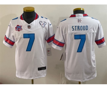Youth Houston Texans #7 C.J. Stroud White 2026 25th Anniversary Patch F.U.S.E. Rivalries Collection Limited Stitched Football Jersey