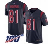 Youth Houston Texans #81 Kahale Warring Limited Navy Blue Rush Vapor Untouchable 100th Season Football Jersey