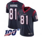 Youth Houston Texans #81 Kahale Warring Navy Blue Team Color Vapor Untouchable Limited Player 100th Season Football Jersey