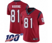 Youth Houston Texans #81 Kahale Warring Red Alternate Vapor Untouchable Limited Player 100th Season Football Jersey