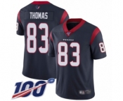 Youth Houston Texans #83 Jordan Thomas Navy Blue Team Color Vapor Untouchable Limited Player 100th Season Football Jersey