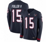 Youth Nike Houston Texans #15 Will Fuller V Limited Navy Blue Therma Long Sleeve NFL Jersey