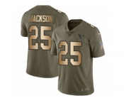Youth Nike Houston Texans #25 Kareem Jackson Limited Olive Gold 2017 Salute to Service NFL Jersey