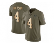 Youth Nike Houston Texans #4 Deshaun Watson Limited Olive Gold 2017 Salute to Service NFL Jersey