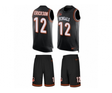 Men Nike Cincinnati Bengals #12 Alex Erickson Limited Black Tank Top Suit NFL Jersey