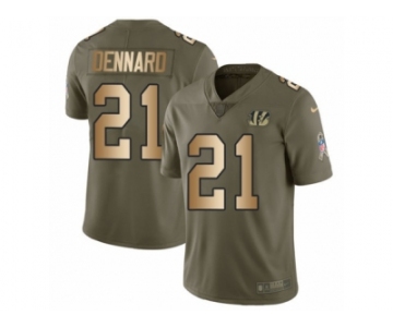 Men Nike Cincinnati Bengals #21 Darqueze Dennard Limited Olive Gold 2017 Salute to Service NFL Jersey