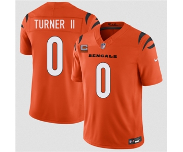 Men's Cincinnati Bengals #0 DJ Turner II Orange 2026 F.U.S.E. 1-Star C Patch Vapor Untouchable Limited Football Stitched Jersey