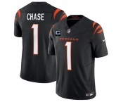 Men's Cincinnati Bengals #1 Ja'Marr Chase Black 2025 F.U.S.E. With 1-Star C Patch Vapor Untouchable Limited Stitched Football Jersey
