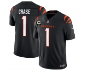 Men's Cincinnati Bengals #1 Ja'Marr Chase Black 2026 F.U.S.E. 2-Star C Patch Vapor Untouchable Limited Football Stitched Jersey Men's Cincinnati Bengals #1 Ja'Marr Chase Black 2026 F.U.S.E. 2-Star C Patch Vapor Untouchable Limited Football Stitched Jersey