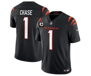 Men's Cincinnati Bengals #1 Ja'Marr Chase Black 2026 F.U.S.E. 2-Star C Patch Vapor Untouchable Limited Football Stitched Jersey