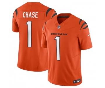 Men's Cincinnati Bengals #1 Ja'Marr Chase Orange 2023 F.U.S.E. Vapor Untouchable Limited Stitched Jersey