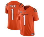 Men's Cincinnati Bengals #1 Ja'Marr Chase Orange 2025 F.U.S.E. With 1-Star C Patch Vapor Untouchable Limited Stitched Football Jersey