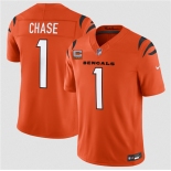 Men's Cincinnati Bengals #1 Ja'Marr Chase Orange 2026 F.U.S.E. 2-Star C Patch Vapor Untouchable Limited Football Stitched Jersey Men's Cincinnati Bengals #1 Ja'Marr Chase Orange 2026 F.U.S.E. 2-Star C Patch Vapor Untouchable Limited Football Stitched Jersey
