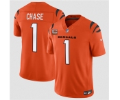 Men's Cincinnati Bengals #1 Ja'Marr Chase Orange 2026 F.U.S.E. 2-Star C Patch Vapor Untouchable Limited Football Stitched Jersey Men's Cincinnati Bengals #1 Ja'Marr Chase Orange 2026 F.U.S.E. 2-Star C Patch Vapor Untouchable Limited Football Stitched Jersey