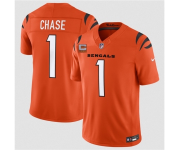 Men's Cincinnati Bengals #1 Ja'Marr Chase Orange 2026 F.U.S.E. 2-Star C Patch Vapor Untouchable Limited Football Stitched Jersey
