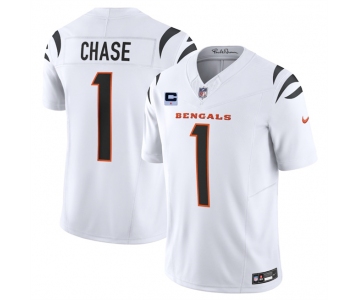 Men's Cincinnati Bengals #1 Ja'Marr Chase White 2025 F.U.S.E. With 1-Star C Patch Vapor Untouchable Limited Stitched Football Jersey