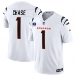 Men's Cincinnati Bengals #1 Ja'Marr Chase White 2026 F.U.S.E. 2-Star C Patch Vapor Untouchable Limited Football Stitched Jersey Men's Cincinnati Bengals #1 Ja'Marr Chase White 2026 F.U.S.E. 2-Star C Patch Vapor Untouchable Limited Football Stitched Jersey
