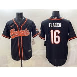 Men's Cincinnati Bengals #16 Joe Flacco Black With Patch Cool Base Stitched Baseball Jersey Men's Cincinnati Bengals #16 Joe Flacco Black With Patch Cool Base Stitched Baseball Jersey