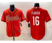 Men's Cincinnati Bengals #16 Joe Flacco Orange With Patch Cool Base Stitched Baseball Jersey Men's Cincinnati Bengals #16 Joe Flacco Orange With Patch Cool Base Stitched Baseball Jersey