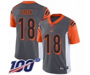 Men's Cincinnati Bengals #18 A.J. Green Limited Silver Inverted Legend 100th Season Football Jersey