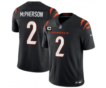 Men's Cincinnati Bengals #2 Evan McPherson Black 2026 F.U.S.E. 2-Star C Patch Vapor Untouchable Limited Football Stitched Jersey