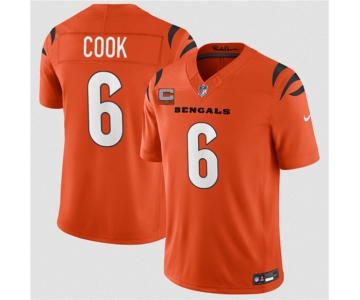 Men's Cincinnati Bengals #6 Bryan Cook Orange 2026 F.U.S.E. 1-Star C Patch Vapor Limited Football Stitched Jersey