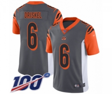 Men's Cincinnati Bengals #6 Jeff Driskel Limited Silver Inverted Legend 100th Season Football Jersey