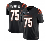 Men's Cincinnati Bengals #75 Orlando Brown Jr Black 2025 F.U.S.E. With 2-Star C Patch Vapor Untouchable Limited Stitched Football Jersey