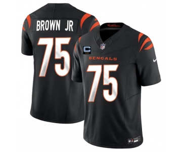 Men's Cincinnati Bengals #75 Orlando Brown Jr Black 2025 F.U.S.E. With 2-Star C Patch Vapor Untouchable Limited Stitched Football Jersey