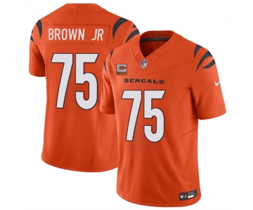 Men's Cincinnati Bengals #75 Orlando Brown Jr Orange 2025 F.U.S.E. With 2-Star C Patch Vapor Untouchable Limited Stitched Football Jersey