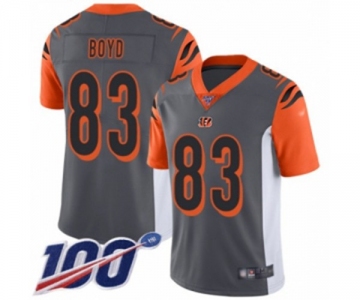Men's Cincinnati Bengals #83 Tyler Boyd Limited Silver Inverted Legend 100th Season Football Jersey