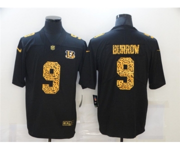 Men's Cincinnati Bengals #9 Joe Burrow 2020 Black Leopard Print Fashion Limited Stitched Jersey
