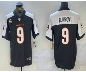 Men's Cincinnati Bengals #9 Joe Burrow Black Thanksgiving FUSE Vapor Limited Stitched Jersey